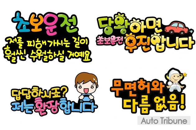 다양한 디자인의 초보운전 스티커 모음